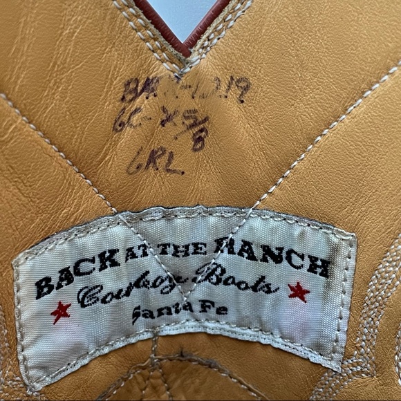 Back at The Ranch Santa Fe Saddle 12” Calf Skin Tooled Western Cowboy Boots Sz 6 - Picture 11 of 13
